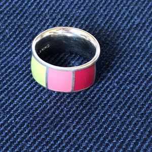 Coach multicolor striped ring